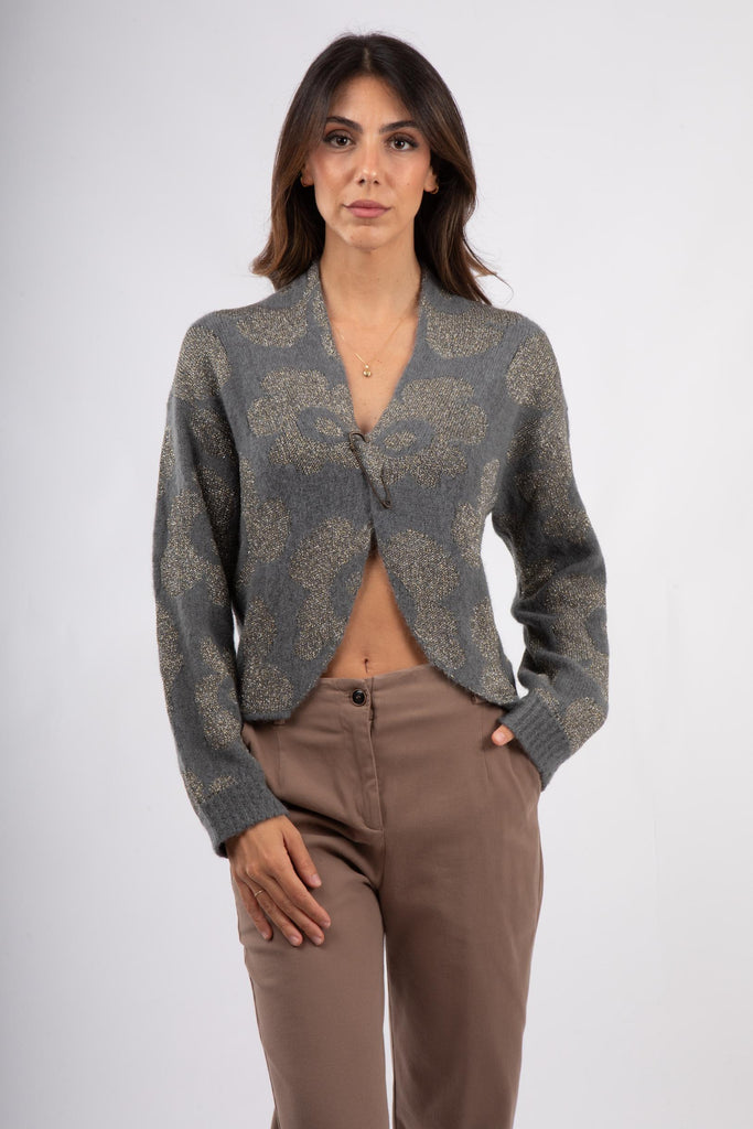 Cardigan in alpaca e lana jacquard 521SD53047 529125-04 ALESSIA SANTI 