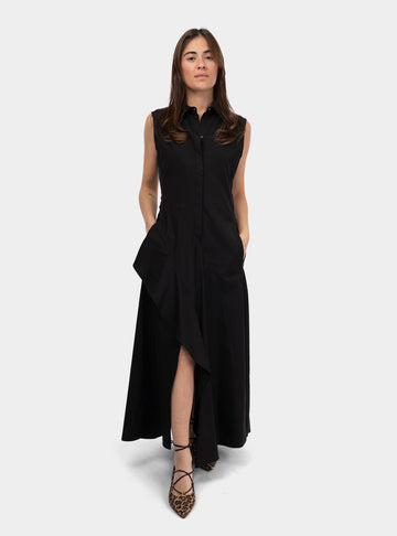 Abito chemisier con volant Nero KERAS 004 MAX MARA 
