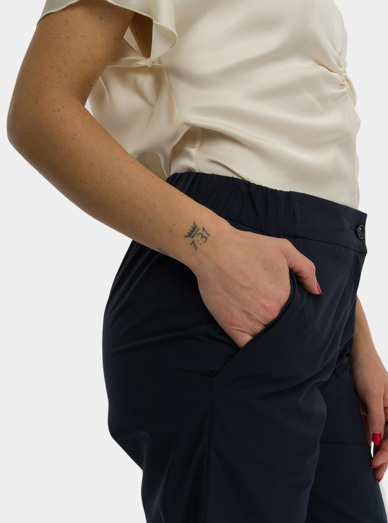 Pantalone alla caviglia in popeline Blu DP9740-1 NIGHT OTTO D'AME 