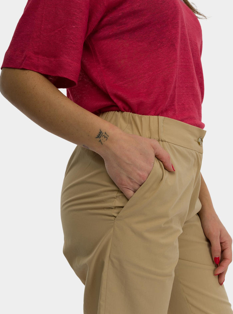 Pantalone alla caviglia in popeline Sabbia DP9740-1 SABBIA OTTO D'AME 