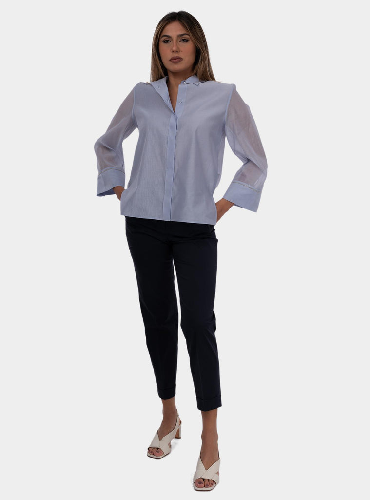 Pantalone donna in gabardina di cotone blu P04629U 01037 761 PESERICO 