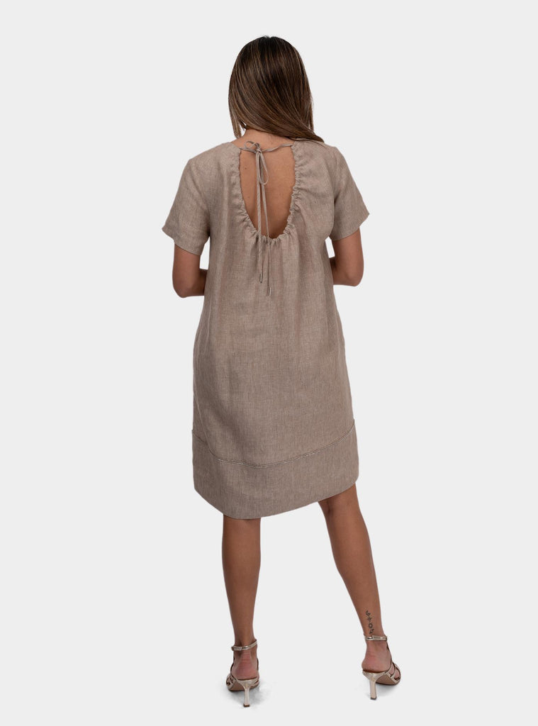 Abito midi in lino Beige S02182 02629 948 PESERICO 