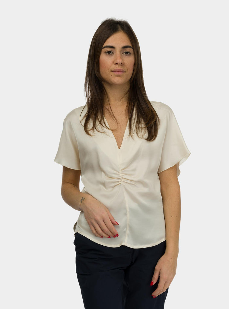 Blusa manica a farfalla e arriccio Panna SALVIA 1294GARDENIA HANAMI D'OR 