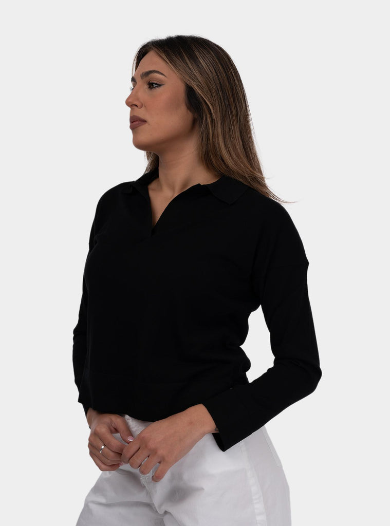 Polo donna a maniche lunghe nero 57288/14005 099 GRAN SASSO 