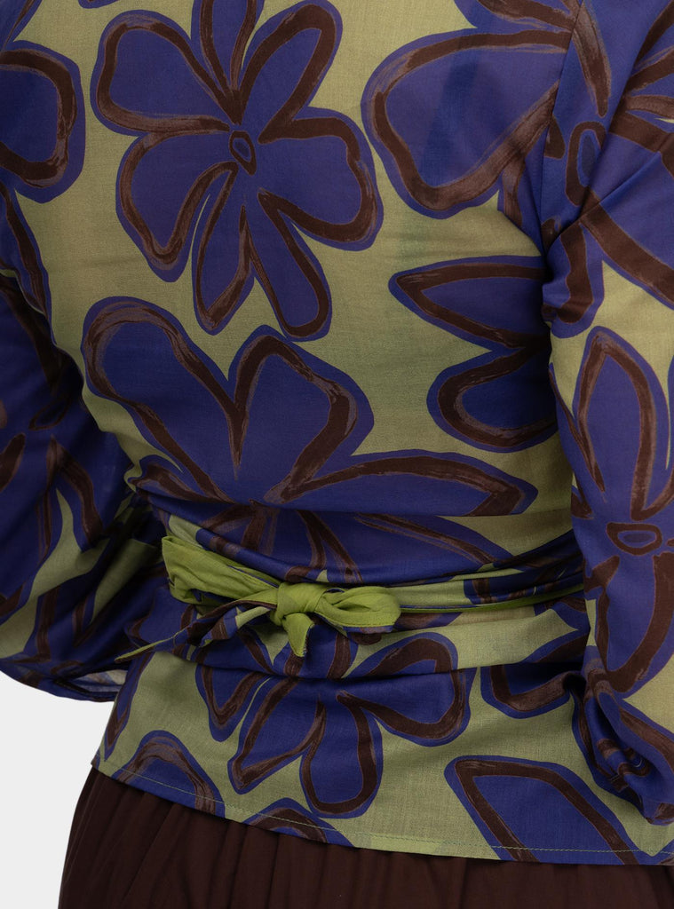 Camicia con nodo a fantasia Multicolor SS25610T056 AZUL NIU 