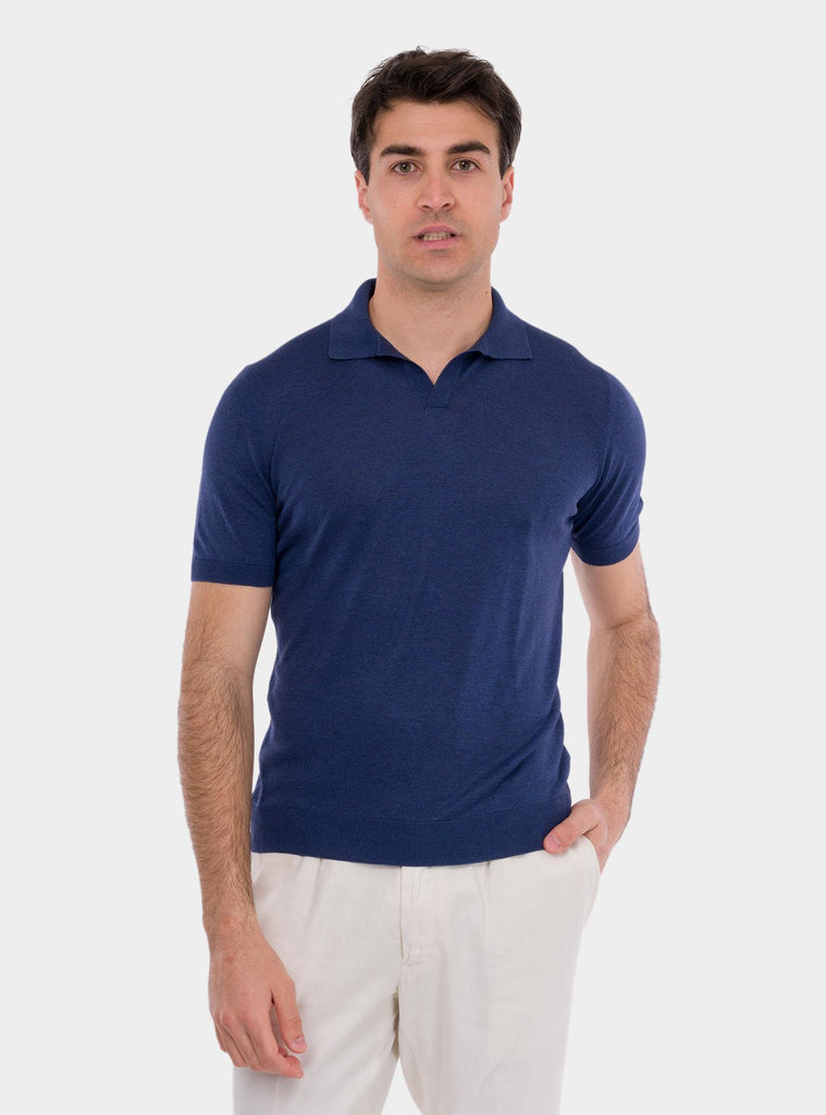 Polo uomo in seta blu 43129/23503 570 GRAN SASSO 