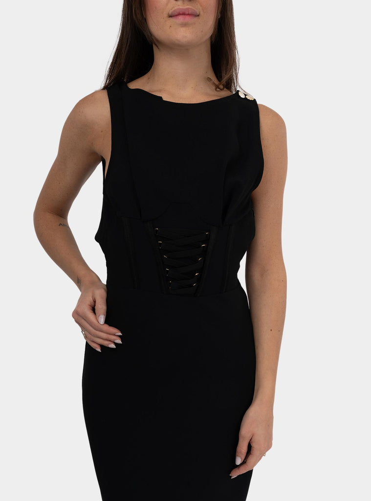 Abito satin con lacci criss-cross Nero AB84652E2 110 NERO ELISABETTA FRANCHI 