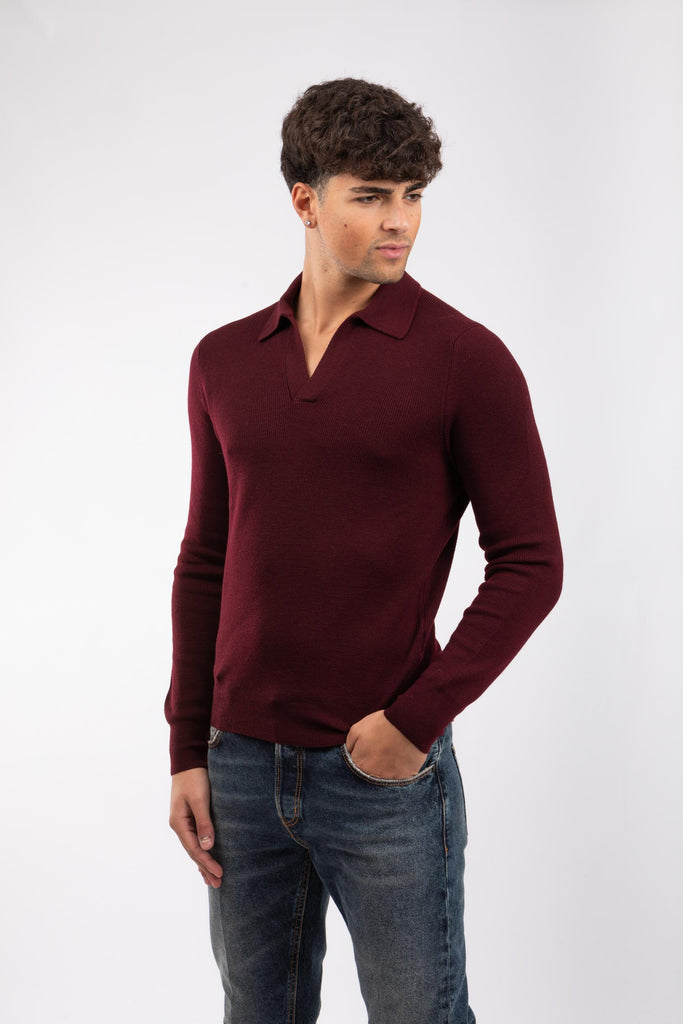 Polo skipper in maglia Bordeaux 57120/14263 291 GRAN SASSO 