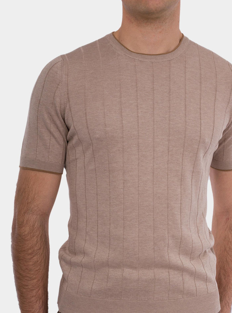 T-shirt con profili a contrasto in seta beige 43116/23510 030 GRAN SASSO 