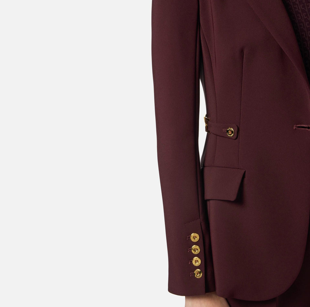 Giacca in crepe leggero con dettagli gioiello Merlot GI17556E2 EA4 ELISABETTA FRANCHI 