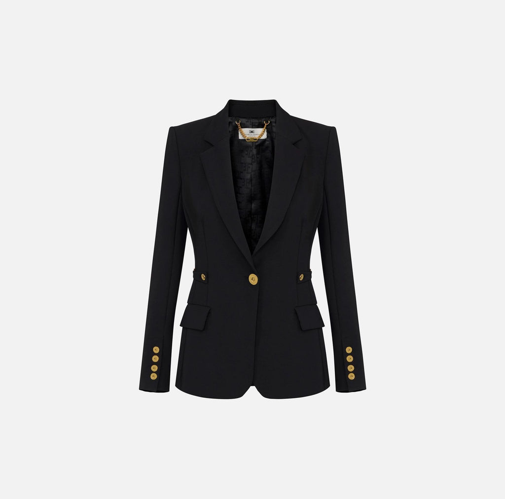 Giacca in crepe leggero con dettagli gioiello Nero GI17556E2 110 ELISABETTA FRANCHI 