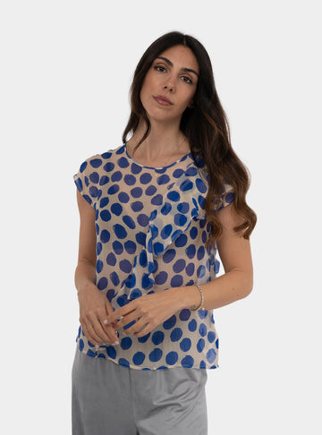 Blusa a fantasia in voile di seta Blu 511SD45080 519054-04 ALESSIA SANTI 
