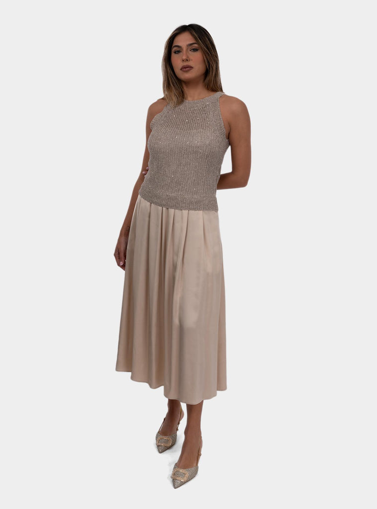 Abito donna tricot con paillettes S82121F05 B9263 B48 PESERICO 