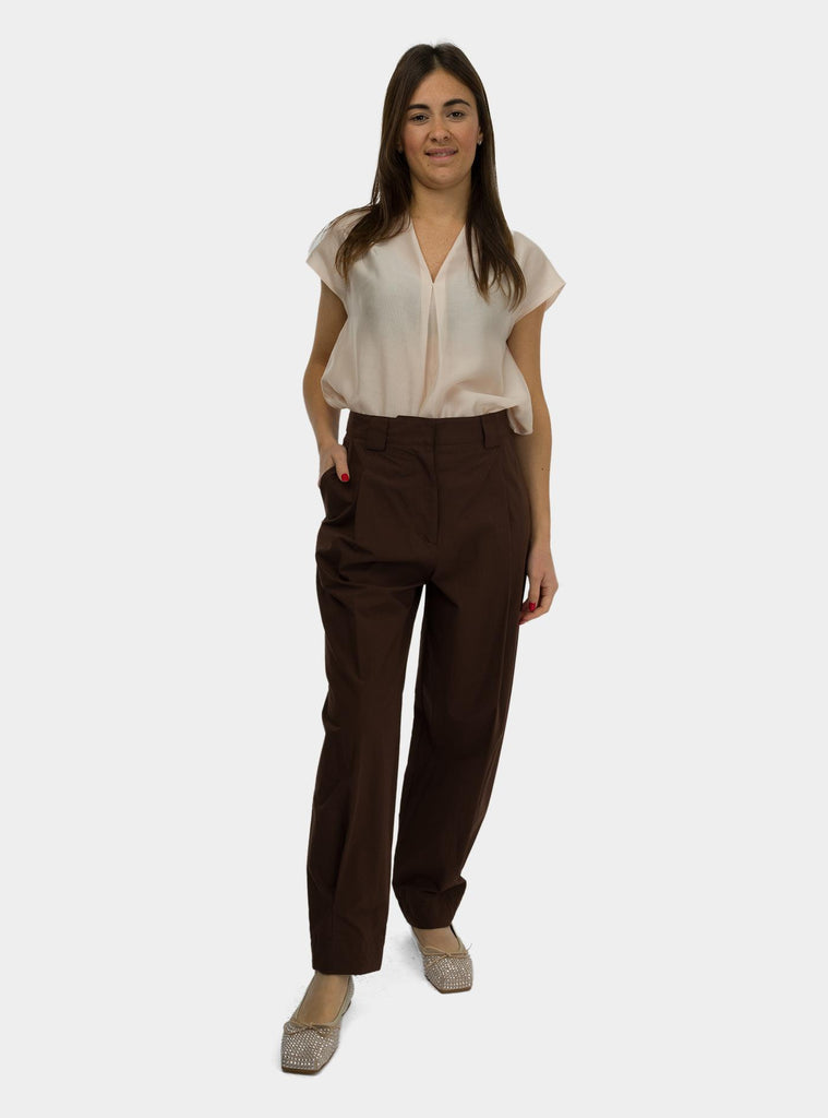 Pantalone in popeline Marrone DP9816 CIOCCOLATO OTTO D'AME 