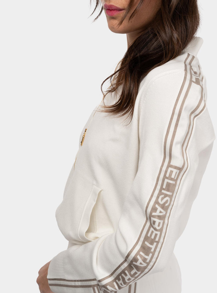 Cardigan in viscosa con bande a contrasto Bianco MK33S51E2 DK6 AVORIO/GREIGE ELISABETTA FRANCHI 