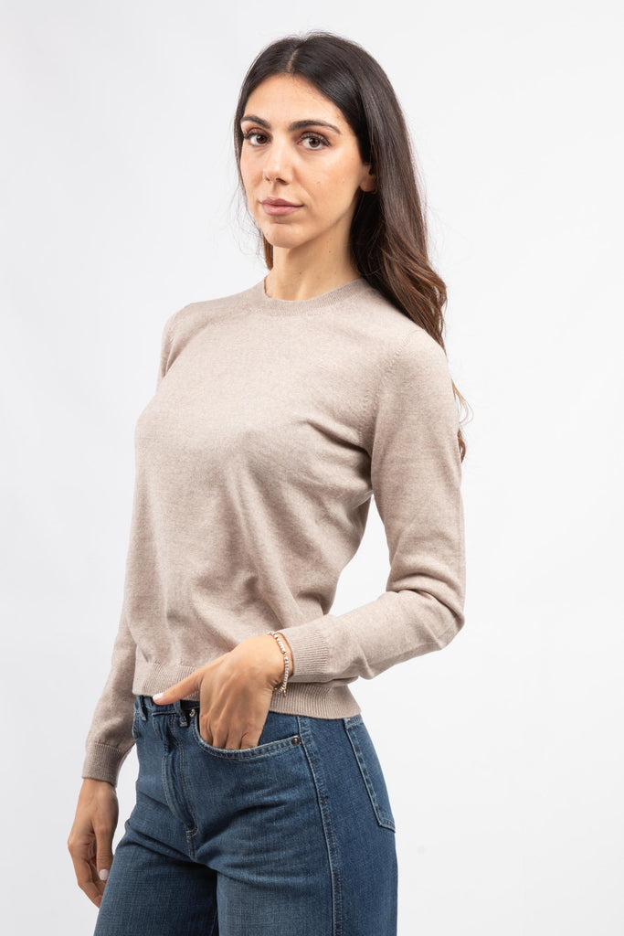 Maglia girocollo Beige in lana vergine 54210/14202 018 GRAN SASSO 