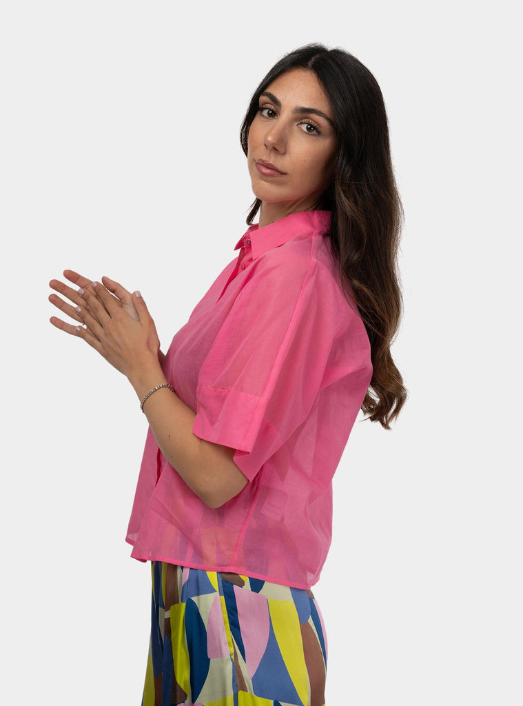 Camicia kimono in cotone Rosa SS25601T028 GOIABA NIU 