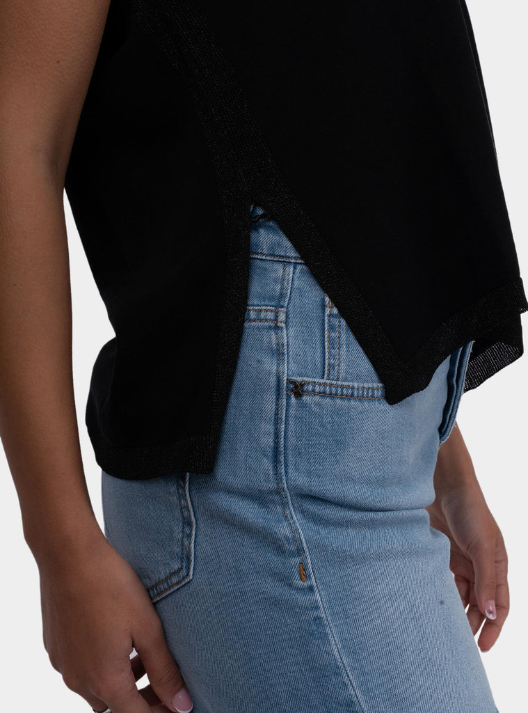 Maglia donna con bordi in lurex nero 57269/14069 099 GRAN SASSO 