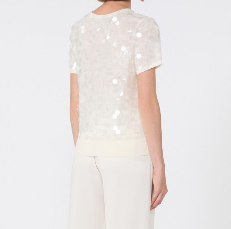 Maglia in lana con paillette Avorio SAIO001 001 MAX MARA STUDIO 