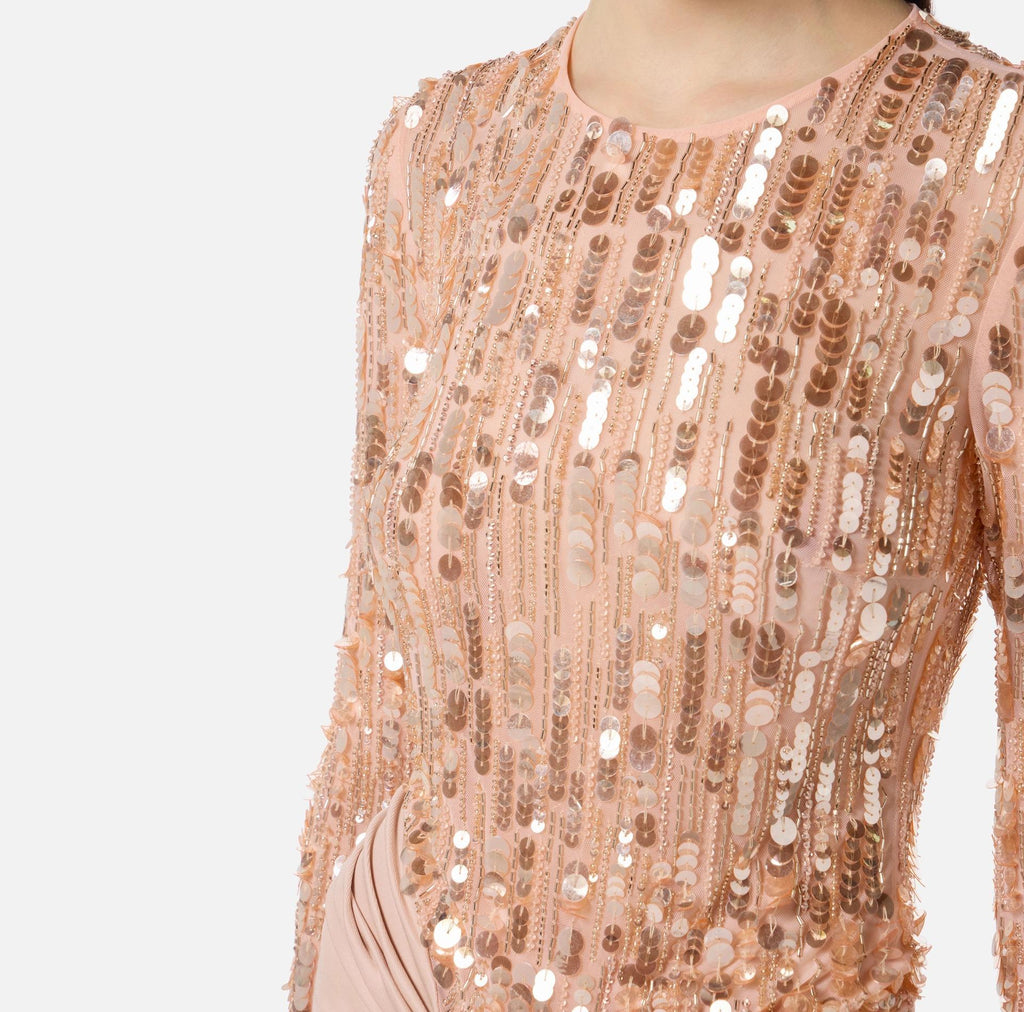 Abito red carpet in tulle e jersey con paillettes Nude ABR2057E2 EA1  NUDE ELISABETTA FRANCHI 