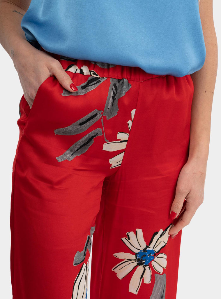 Pantalone fantasia in viscosa Rosso DP9788 RED OTTO D'AME 