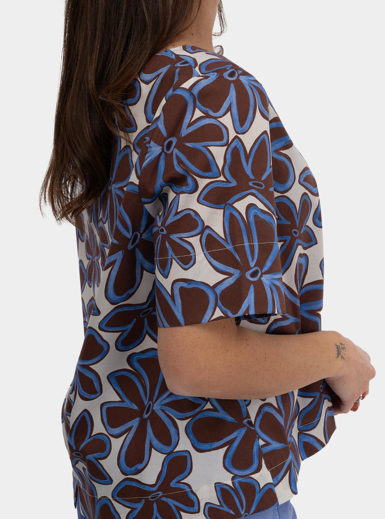 Camicia scatoletta a fiori Multicolor SS25606T029 TOBACO NIU 