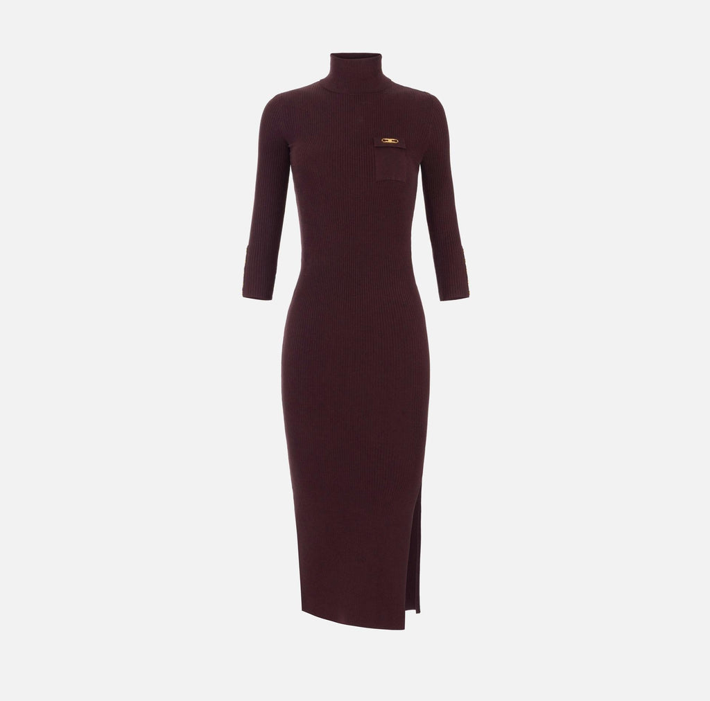 Abito in maglia a costine collo alto Merlot AM23B56E2 MERLOT ELISABETTA FRANCHI 
