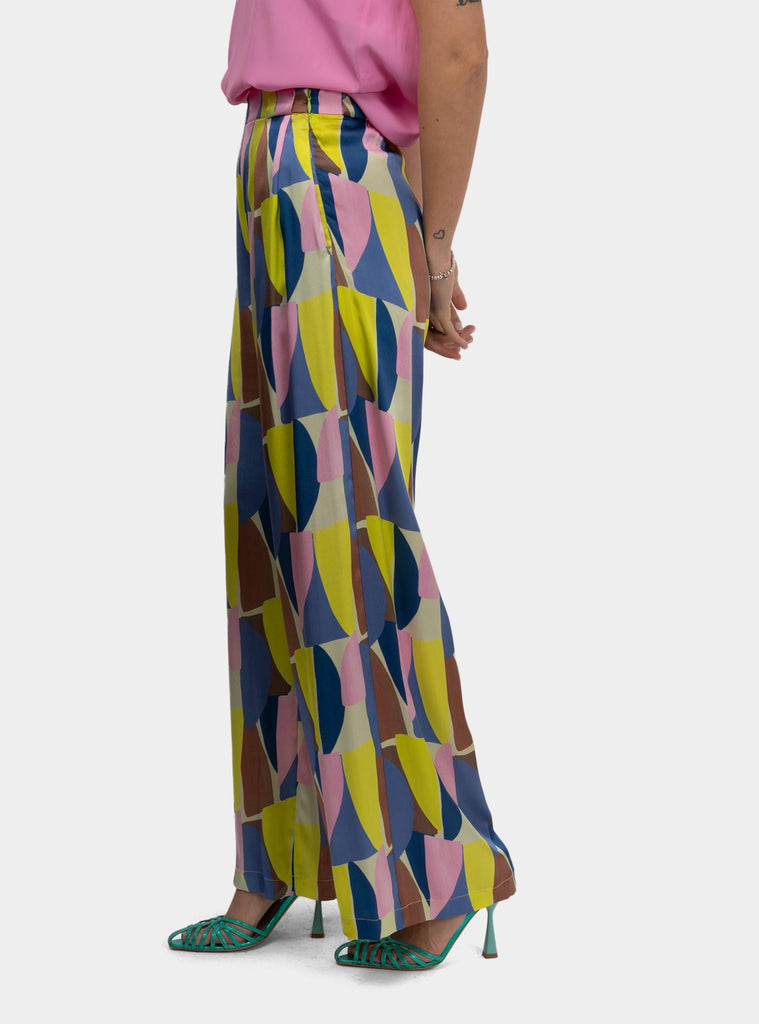 Pantaloni fantasia in seta Multicolor SS25217T000 PLATANO NIU 