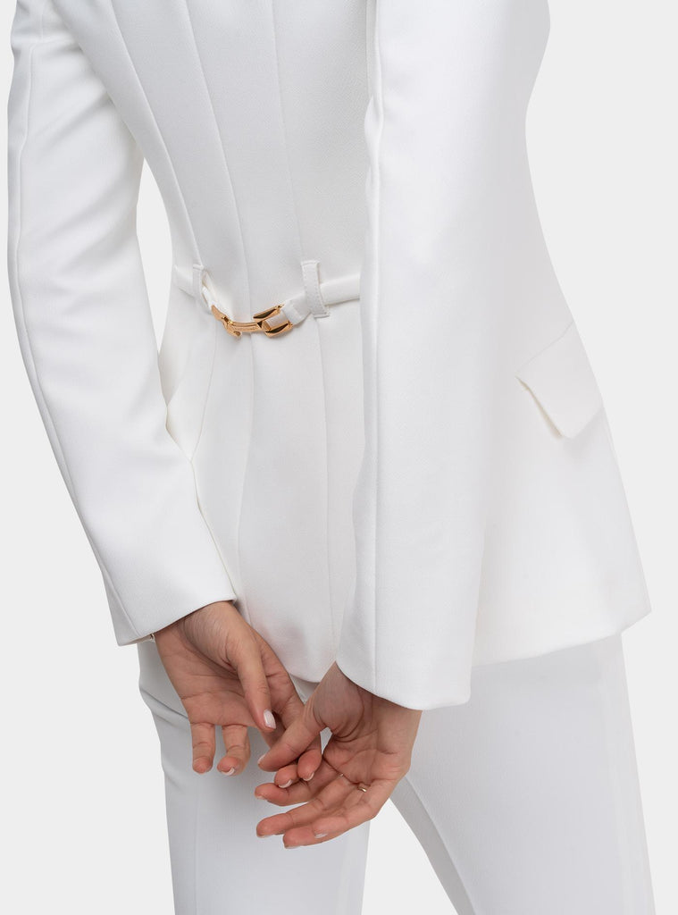 Tailleur monopetto in crêpe Bianco TP00151E2 360AVORIO ELISABETTA FRANCHI 