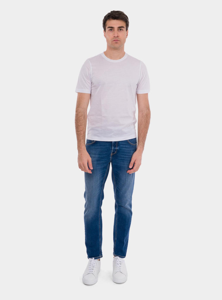 T-shirt uomo in filo di scozia bianco 60133/74002 001 GRAN SASSO 