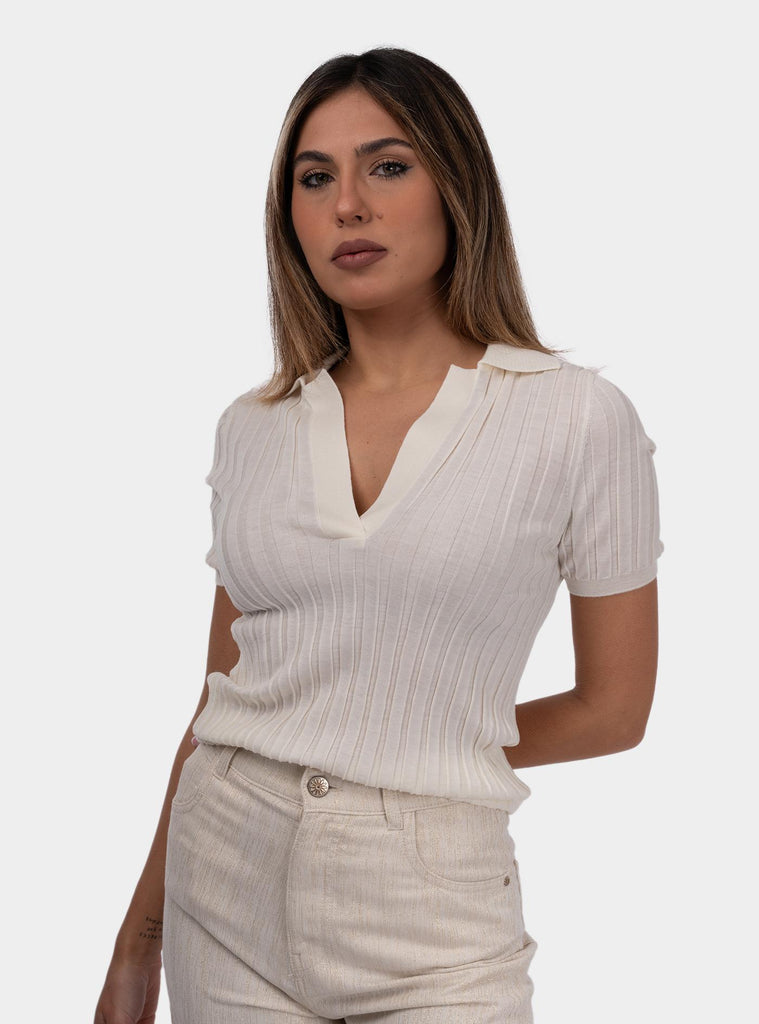 Maglia donna a coste panna 43207/14771 005 GRAN SASSO 