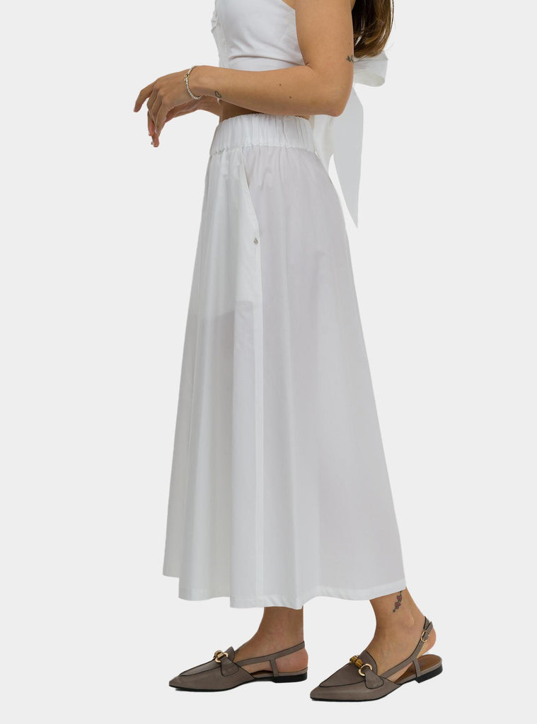 Pantalone coulotte con elastico in vita bianco DP9832 BIANCO OTTO D'AME 