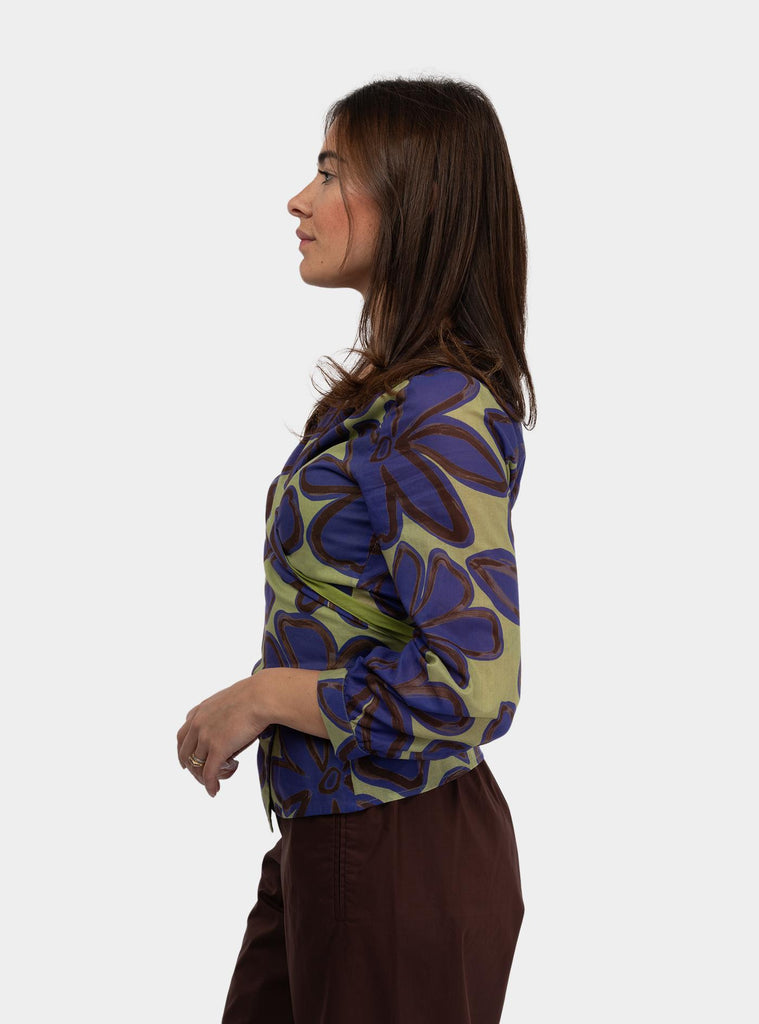 Camicia con nodo a fantasia Multicolor SS25610T056 AZUL NIU 