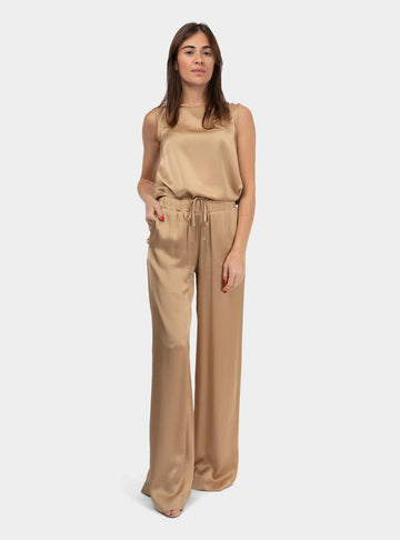 Pantalone palazzo con elastico in viscosa Sabbia DP9661-2 SABBIA OTTO D'AME 