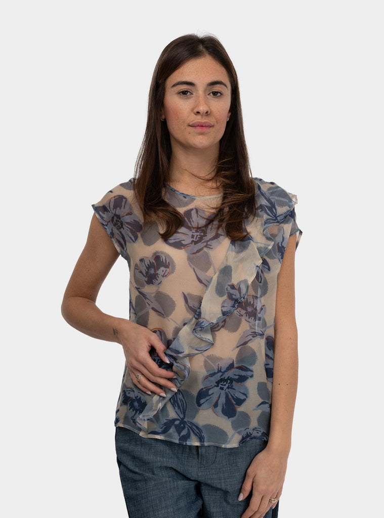 Blusa a fantasia in voile di seta Multicolor 511SD45080 519054-02 ALESSIA SANTI 