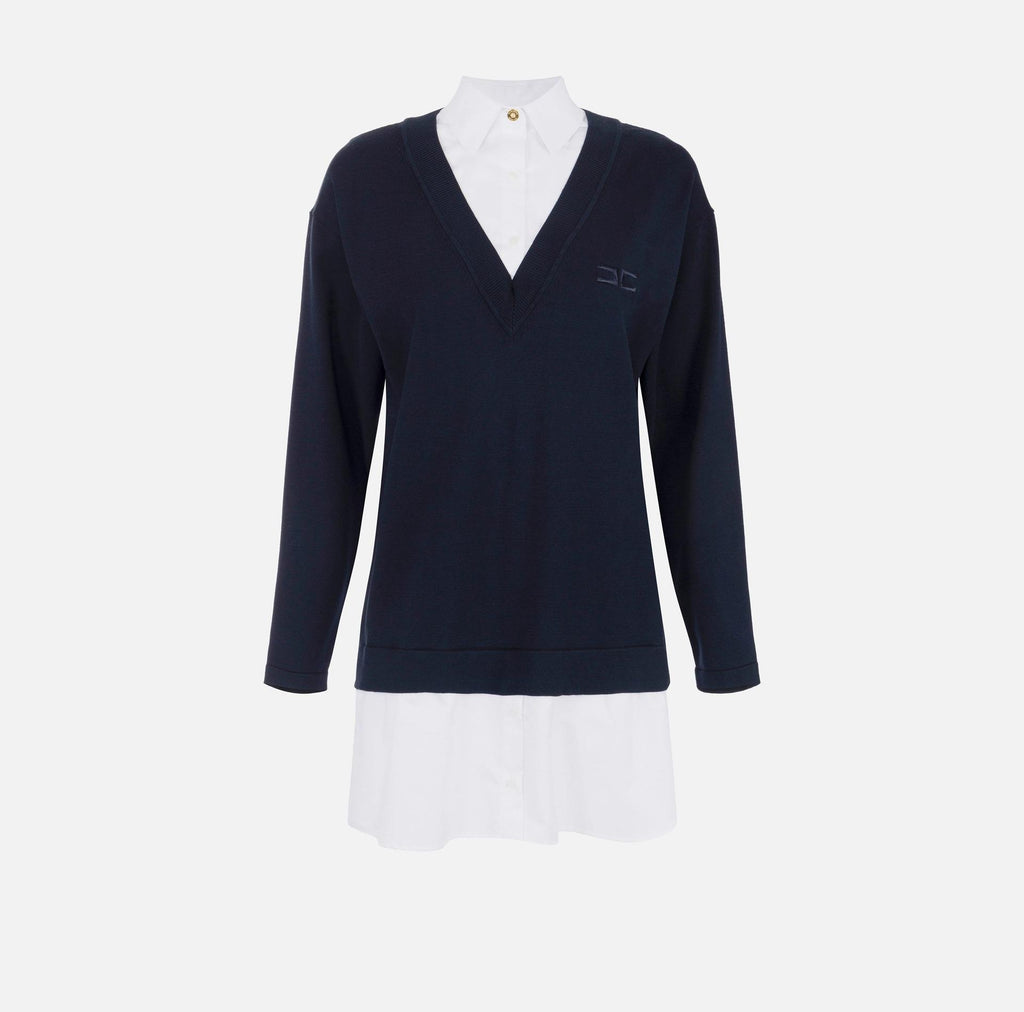 Abito in maglia di viscosa e popeline di cotone AM09T56E2 222 NERO/BIANCO ELISABETTA FRANCHI 