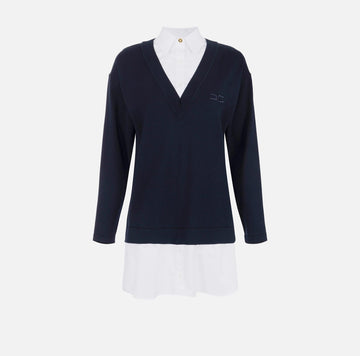 Abito in maglia di viscosa e popeline di cotone AM09T56E2 222 NERO/BIANCO ELISABETTA FRANCHI 