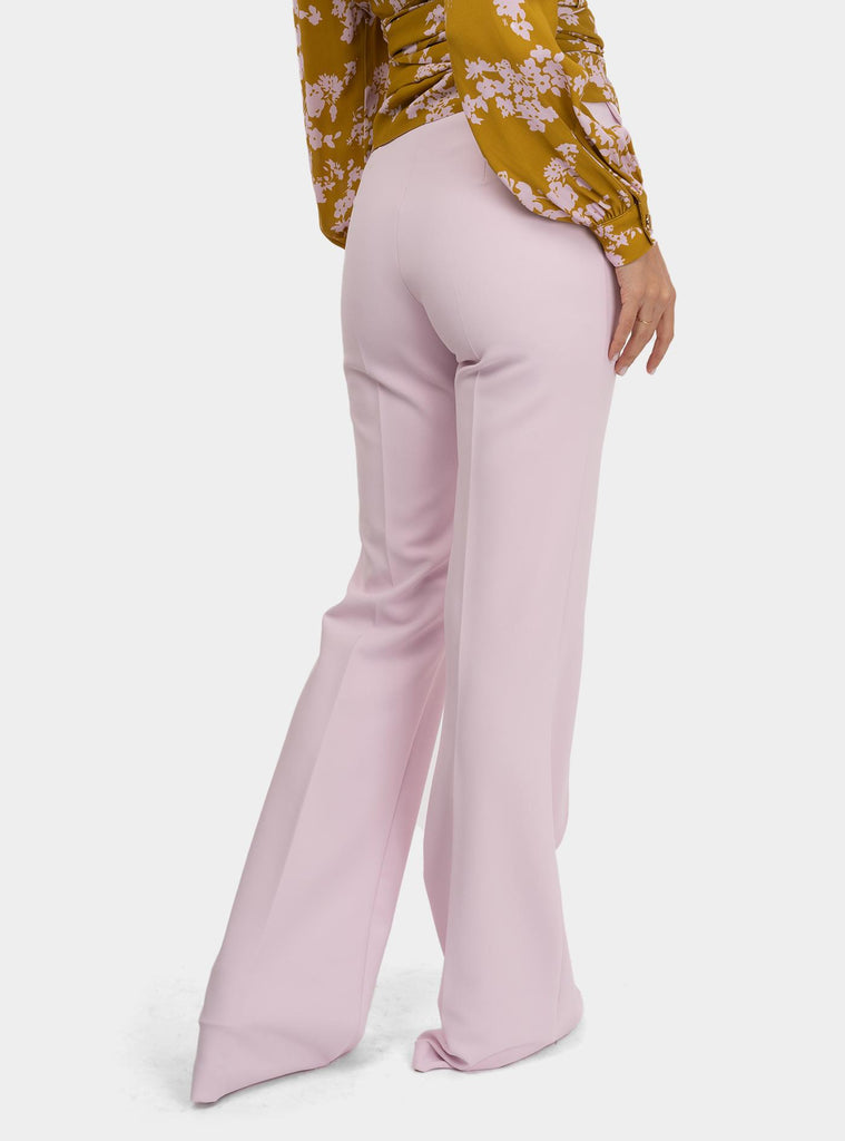 Pantalone in crêpe a zampa con placca logo Rosa PA07851E2 544QUARZO ELISABETTA FRANCHI 