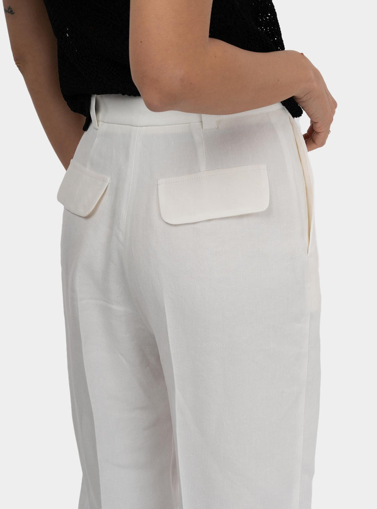 Pantaloni in misto lino Panna PA09752E2 360AVORIO ELISABETTA FRANCHI 