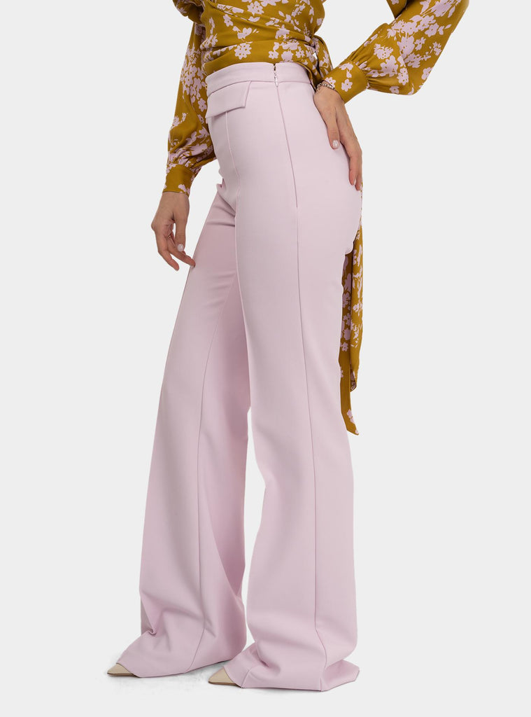 Pantalone in crêpe a zampa con placca logo Rosa PA07851E2 544QUARZO ELISABETTA FRANCHI 