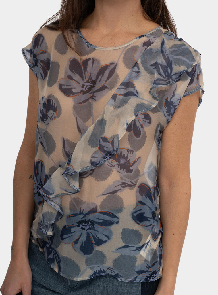 Blusa a fantasia in voile di seta Multicolor 511SD45080 519054-02 ALESSIA SANTI 