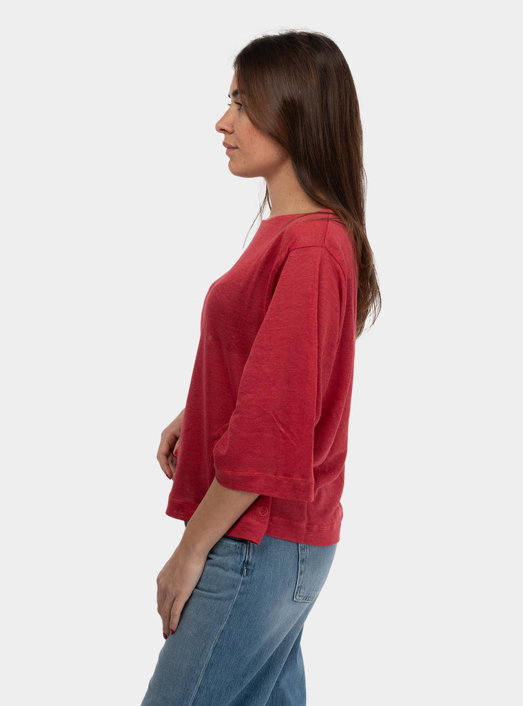 Maglia in lino manica 3/4 Rosso DM8118 LAMPONE OTTO D'AME 