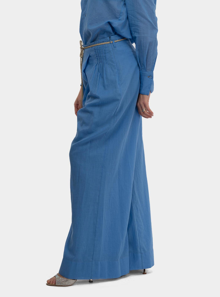 Pantalone ampio con nervature con cinturino Celeste SHOTO 1240 IRIS HANAMI D'OR 