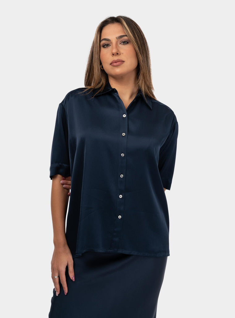 Camicia in viscosa fluida Blu DC5080 NIGHT OTTO D'AME 