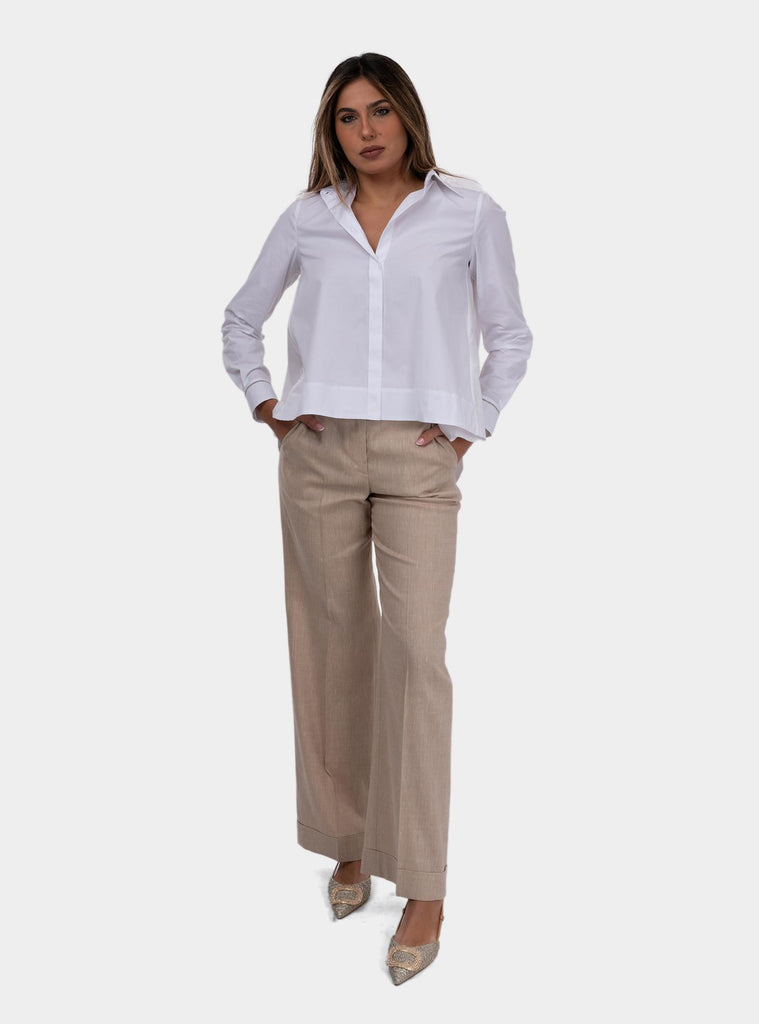 Pantalone donna tela "estrato" in lino e lana P04783 05814 945 PESERICO 