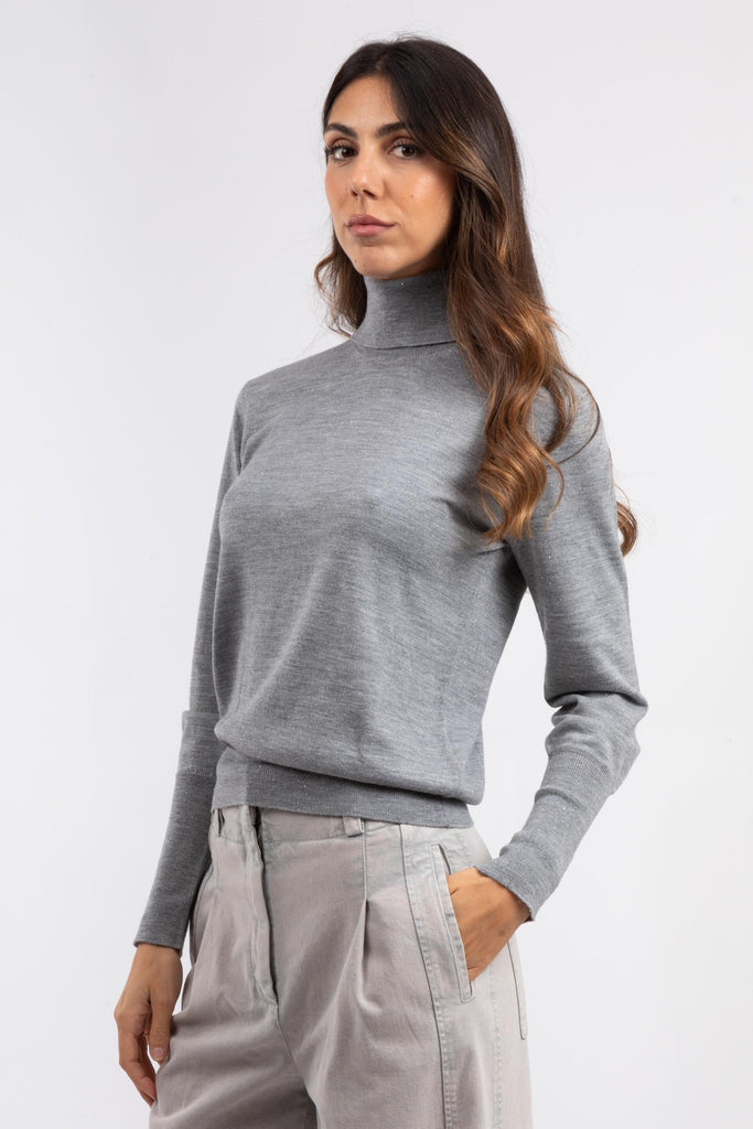 Maglia collo alto in lana e viscosa Grigio chiaro S99428F14 09771 973 PESERICO 