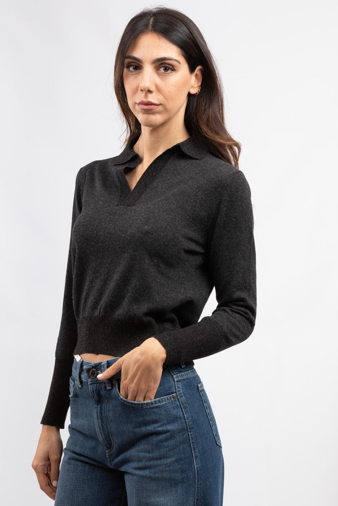 Maglia polo bordi con bordi lurex Grigio scuro 57299/12861 098 GRAN SASSO 