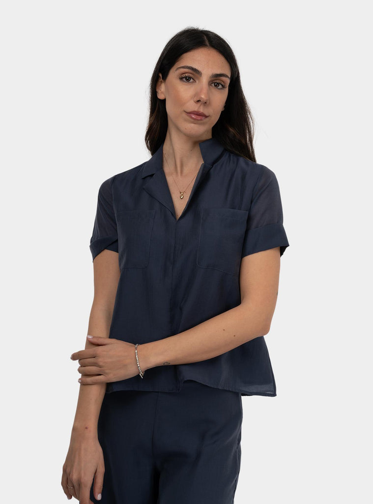 Blusa a manica corta Blu 511SD45018 MEZZANOTTE ALESSIA SANTI 