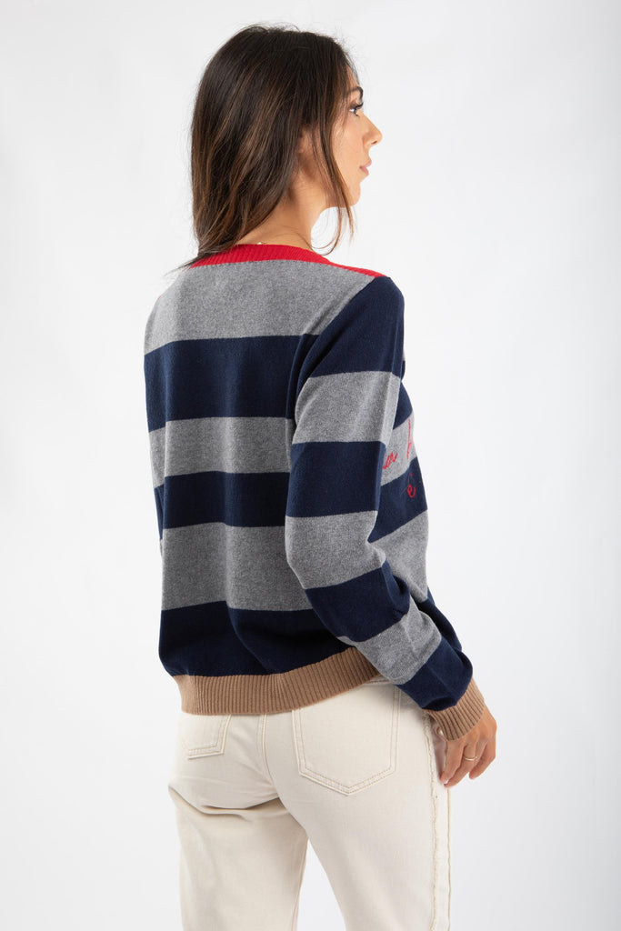 Maglia a righe in lana e cashmere 521SD53060 529127-01 ALESSIA SANTI 