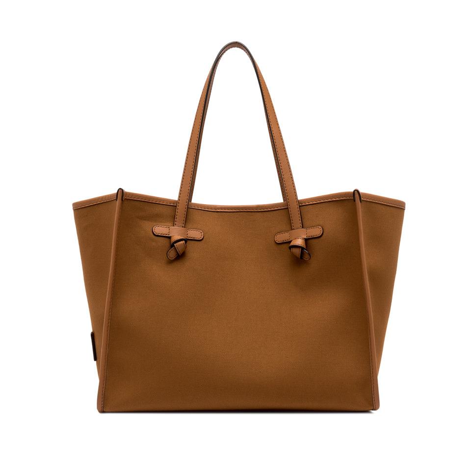 Borsa in tessuto e pelle Marcella cuoio corda caramello BS 6850 COMM CNV-SE CUOIO CORDA CARAMELLO GIANNI CHIARINI 